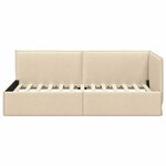 vidaXL Cadre de lit d'angle avec tête de lit Crème 80 x 200 cm tissu