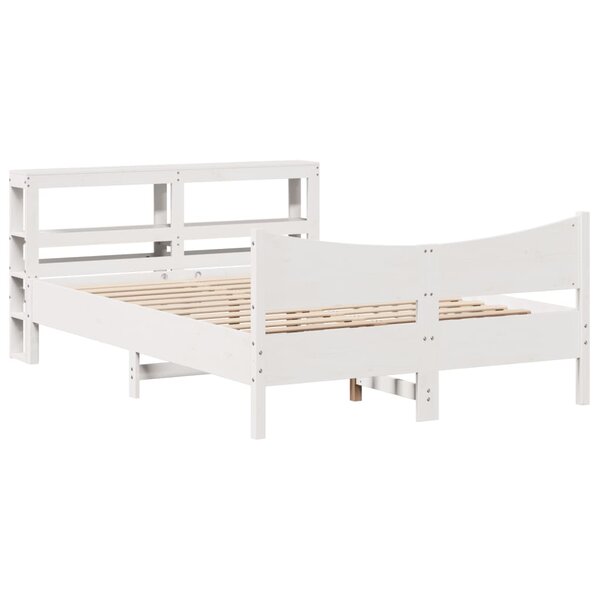 vidaXL Cadre de lit avec tête de lit blanc 120x190 cm bois pin massif