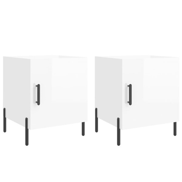 vidaXL Tables de chevet 2 Pièces blanc brillant 40x40x50 cm
