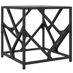 vidaXL Table basse avec dessus en verre noir 40x40x41 cm acier