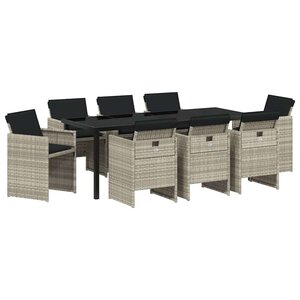 vidaXL Ensemble de salle à manger pour jardin 9 Pièces Gris clair