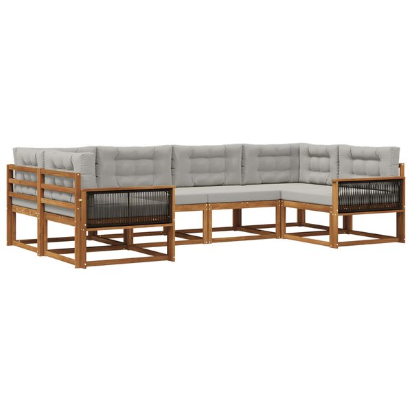 vidaXL Ensemble de canapés d'extérieur 6 Pièces Naturel et gris clair