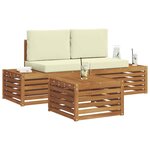 vidaXL Ensemble de canapés d'extérieur avec coussin Naturel et Crème