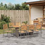 vidaXL Ensemble de salle à manger pour jardin 9 Pièces Gris