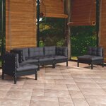 vidaXL Salon de jardin 5 Pièces avec coussins bois de pin massif