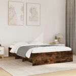 vidaXL Cadre de lit sans matelas chêne fumé 120x190 cm bois ingénierie