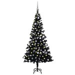 vidaXL Arbre de Noël artificiel pré-éclairé et boules noir 150 cm PVC