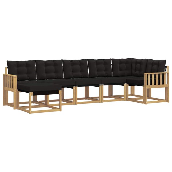 vidaXL Ensemble de canapés d'extérieur 7 pc Blanc et noir
