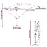 vidaXL Parasol cantilever Roma noir 352x251x260 cm en alu
