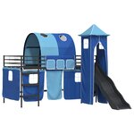 vidaXL Lit mezzanine pour enfants Noir et Bleu 107 x 200 cm Métал