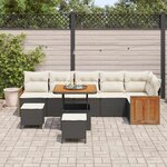 vidaXL Ensemble de canapé de jardin avec coussin 9 Pièces Noir et Crème