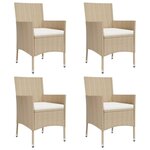 vidaXL Ensemble à manger de jardin avec coussins 5Pièces Beige poly rotin