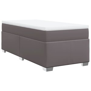 vidaXL Sommier à lattes de lit avec matelas Gris 90x200 cm Similicuir