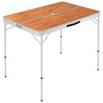 vidaXL Table de camping pliable avec 2 bancs Aluminium Marron