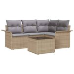 vidaXL Ensemble de canapé de jardin 5 Pièces Beige Poly rotin