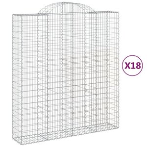 vidaXL Paniers à gabions arqués 18 Pièces 200x50x220/240 cm Fer galvanisé