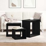 vidaXL Table Gigogne 3 Pièces Chêne noir 55 x 30 x 50 cm