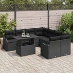 vidaXL Ensemble de canapé de jardin 9 Pièces Noir Poly Rattan