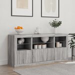 vidaXL Buffet avec lumières LED sonoma gris 142 5x37x67 cm
