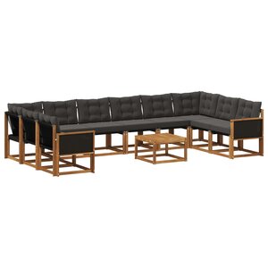 vidaXL Ensemble de canapés d'extérieur 11 pc Naturel et noir