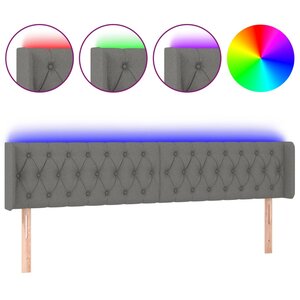 vidaXL Tête de lit à LED Gris foncé 203x16x78/88 cm Tissu