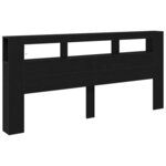Tête de lit de rangement vidaXL avec lumières LED Chêne noir 220x18 5x103 5 cm