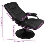 vidaXL Fauteuil TV avec repose-pied Noir Similicuir