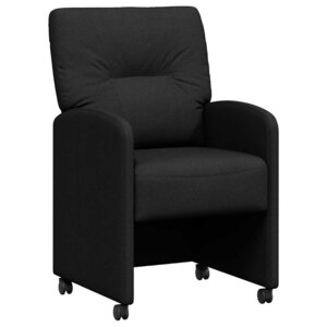 vidaXL Chaises de Salle à Manger avec Roues 2 pc tissu Noir