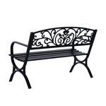 Outsunny Banc de Jardin terrasse en Acier Fonte Noir 3 Places 127 x 60 x 85 cm Charge Max 250 Kg