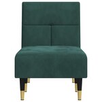 vidaXL Chaise longue vert foncé velours