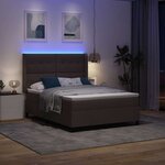 vidaXL Lit à ressort LED avec matelas Marron foncé 140 x 200 cm tissu