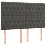 vidaXL Tête de lit à LED Gris foncé 160x7x118/128 cm Velours