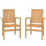 vidaXL Chaises de jardin empilables lot de 2 56 5x57 5x91 cm bois teck