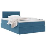 vidaXL Lit de Rangement avec matelas Bleu 120 x 190 cm Velours