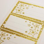 12 étiquettes adhésives de Noël - Étoiles dorées à paillettes