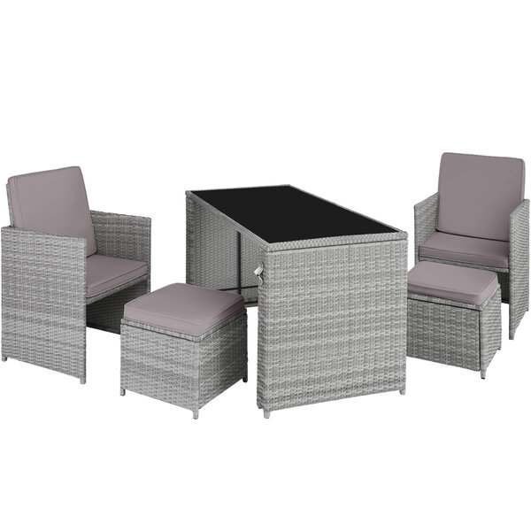 Tectake salon de jardin en résine tressée palerme 4 places - gris clair/gris foncé