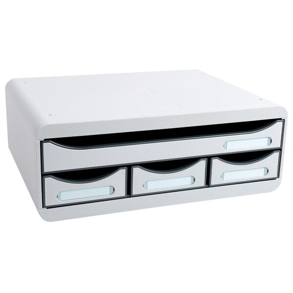 Exacompta Set de tiroirs de bureau Toolbox 4 tiroirs Gris clair
