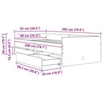 vidaXL Cadre de lit avec tiroir Chêne artisanal 90 x 200 cm Pin massif