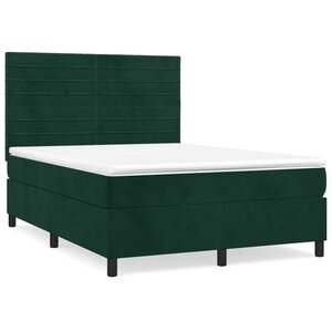 vidaXL Sommier à lattes de lit et matelas Vert foncé 140x190cm Velours