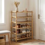 vidaXL Rack à chaussures avec étagère Naturel 6 niveaux Bambou