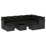 vidaXL Salon de jardin 10 Pièces avec coussins noir résine tressée