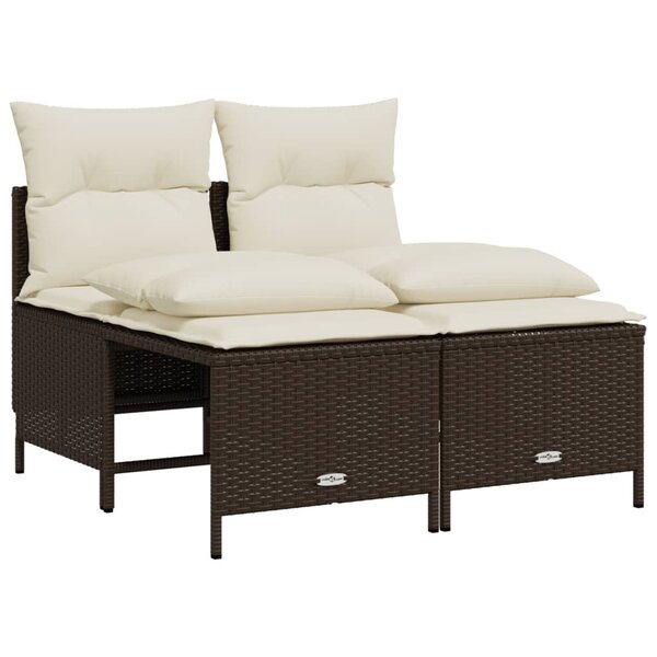 vidaXL Salon de jardin 4 Pièces avec coussins marron résine tressée