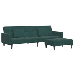 vidaXL Canapé-lit à 2 places avec repose-pied vert foncé velours