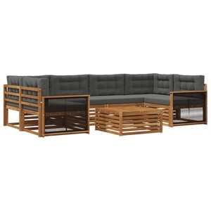 vidaXL Ensemble de canapés d'extérieur 7 pc Naturel et Anthracite