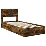 vidaXL Lit de Rangement Chêne fumé 90 x 190 cm Bois d'ingénierie