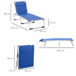 Bain de soleil transat pliable dossier réglable multi-positions matelassage tétière alu textilène bleu