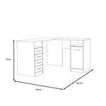 TOLEDE Bureau d'angle 1 porte 4 tiroirs - Décor papier blanc - L 125 x P 125 x H 75 cm