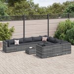 vidaXL Salon de jardin 11 Pièces avec coussins gris résine tressée