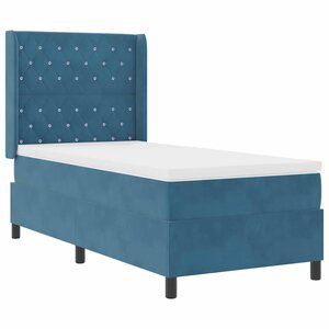 vidaXL Lit à Ressorts avec Matelas LED Bleu 100 x 200 cm Velours