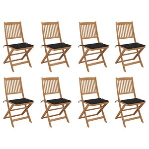 vidaXL Chaises pliables d'extérieur et coussins lot de 8 Bois d'acacia